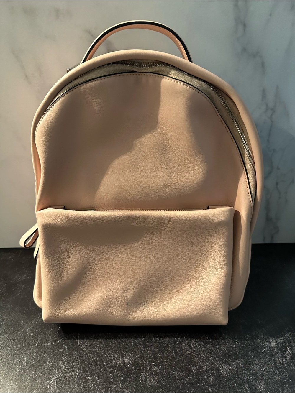 NWOT Minimalist Baby Pink Leather Backpack